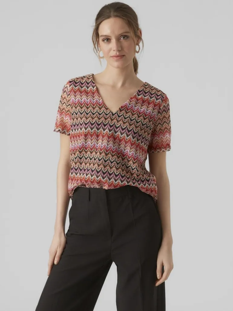 VMDICTE SS V-NECK TOP JRS bittersweet