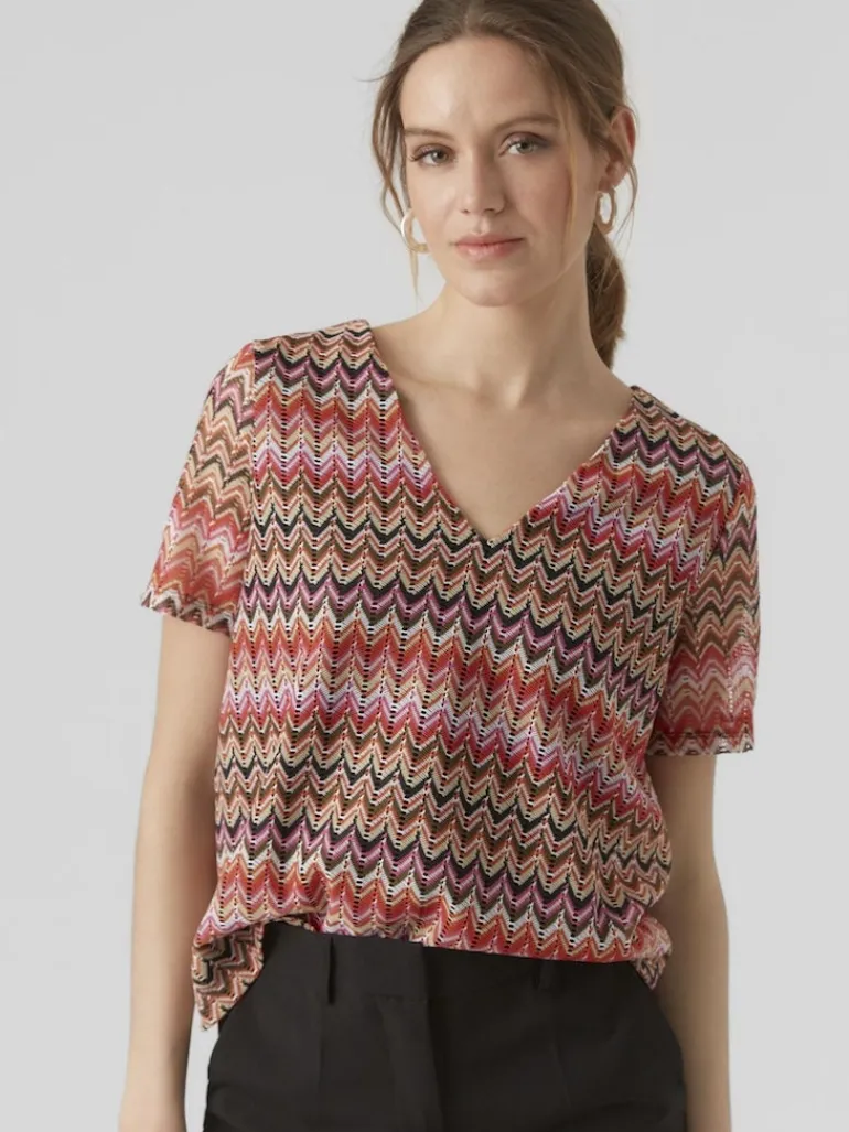 VMDICTE SS V-NECK TOP JRS bittersweet