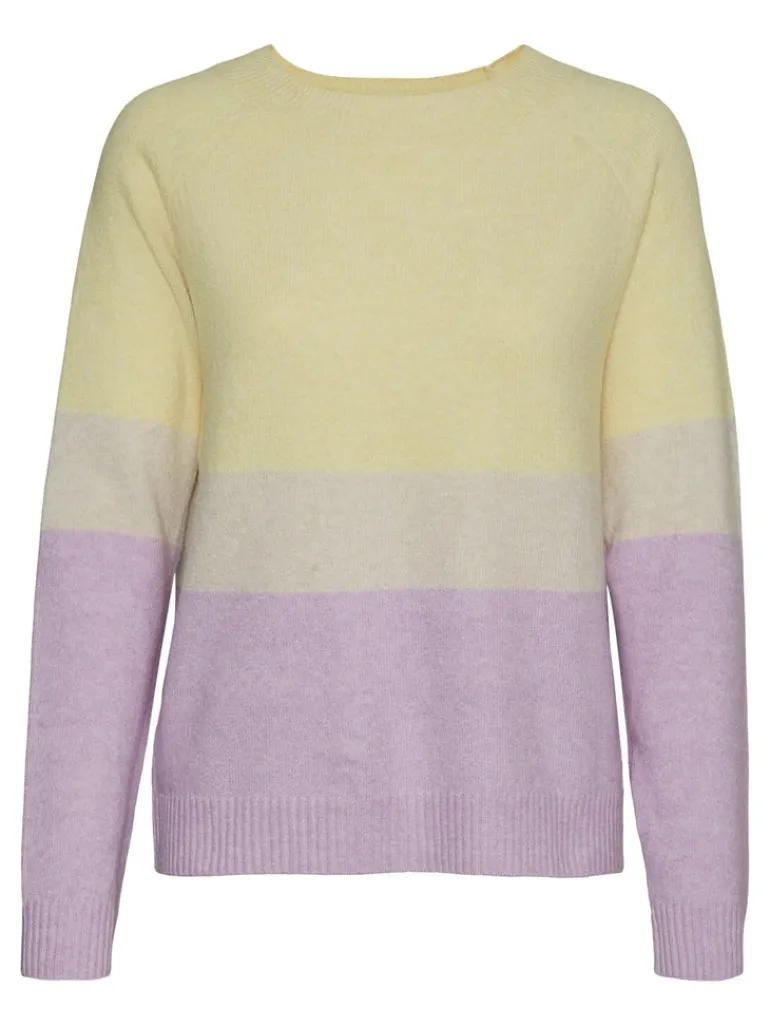 VMDOFFY LS O-NECK BLOCK BLOUSE GA CL lemon meringue