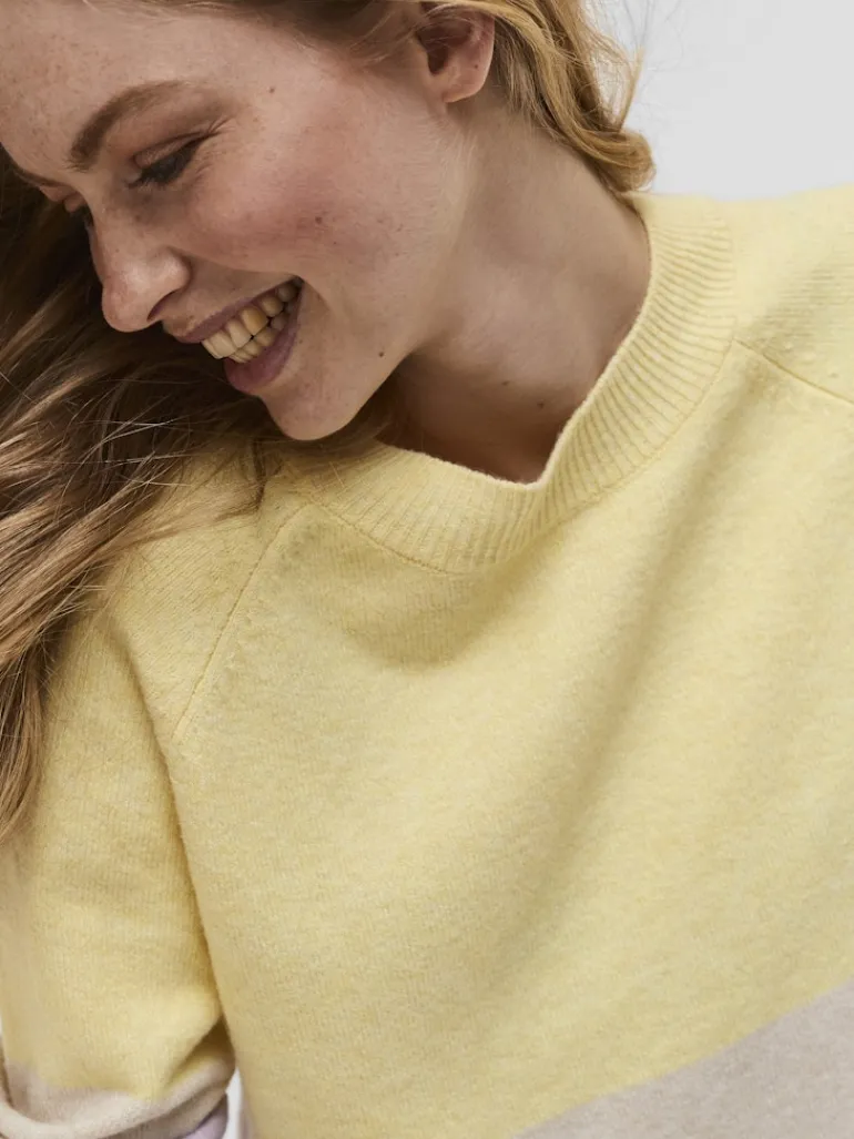 VMDOFFY LS O-NECK BLOCK BLOUSE GA CL lemon meringue