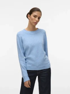 VMDOFFY LS O-NECK BLOUSE GA NOOS blue jasper