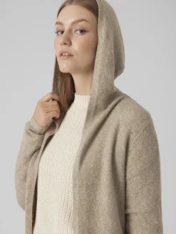 VMDOFFY LS OPEN HOOD CARDIGAN GA NOOS sepia tint