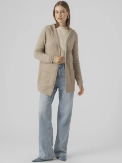 VMDOFFY LS OPEN HOOD CARDIGAN GA NOOS sepia tint