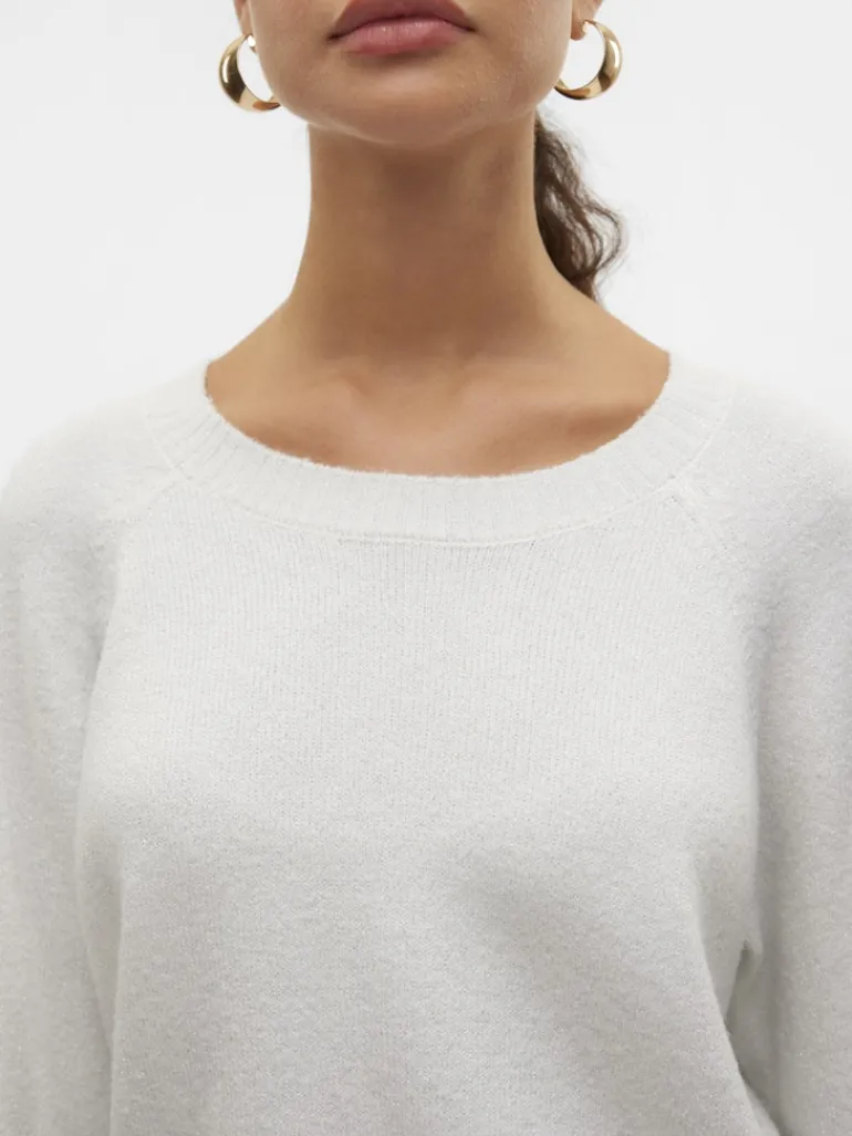VMDOFFYSHINE LS O-NECK BLOUSE REP NOOS snow white