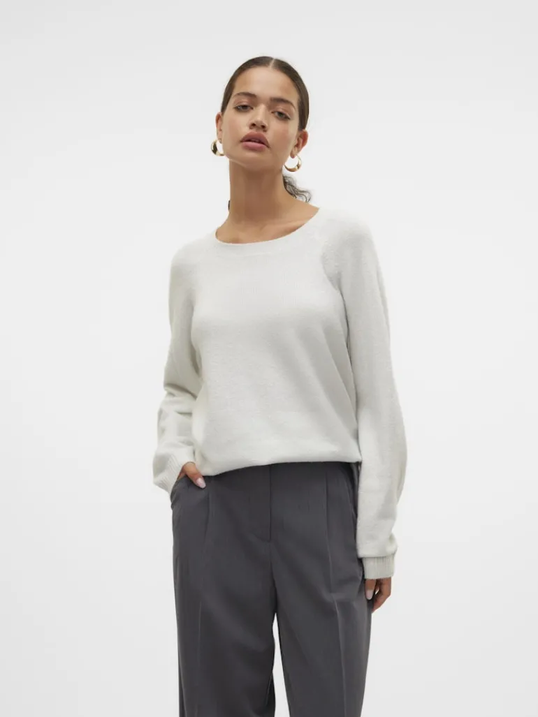 VMDOFFYSHINE LS O-NECK BLOUSE REP NOOS snow white