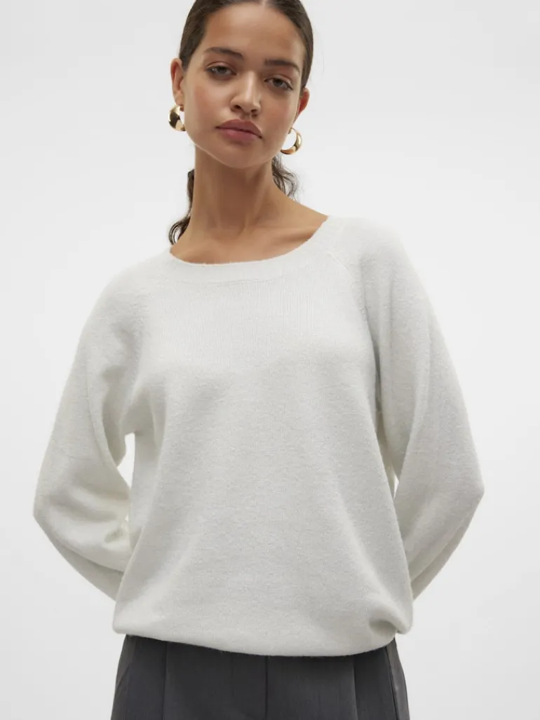 VMDOFFYSHINE LS O-NECK BLOUSE REP NOOS snow white