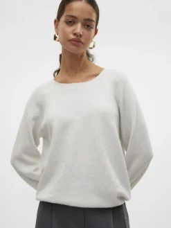 VMDOFFYSHINE LS O-NECK BLOUSE REP NOOS snow white
