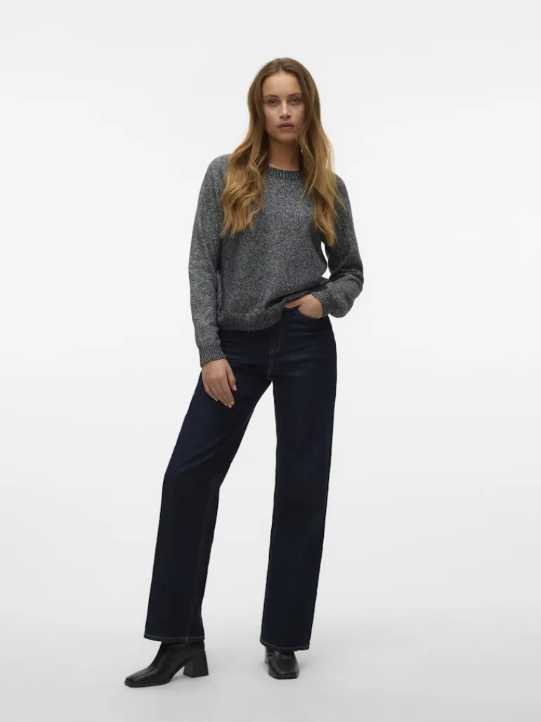 VMDOFFYSHINE LS O-NECK BLOUSE REP NOOS asphalt
