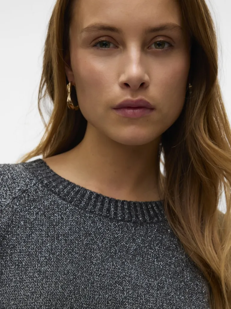 VMDOFFYSHINE LS O-NECK BLOUSE REP NOOS asphalt