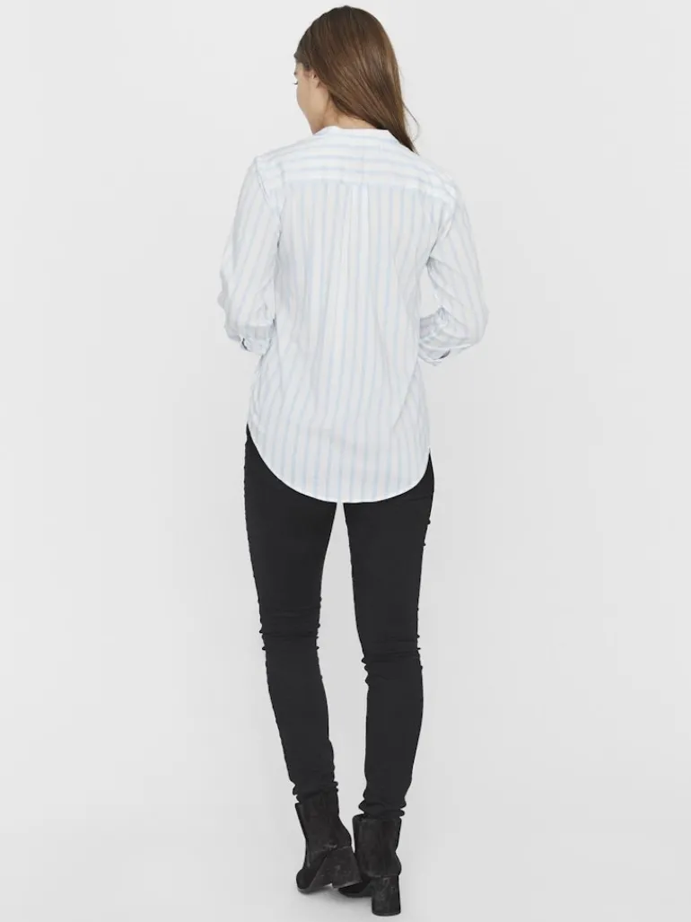 VMERIKA STRIPE 3/4 SHIRT TOP WVNE10 snow white2