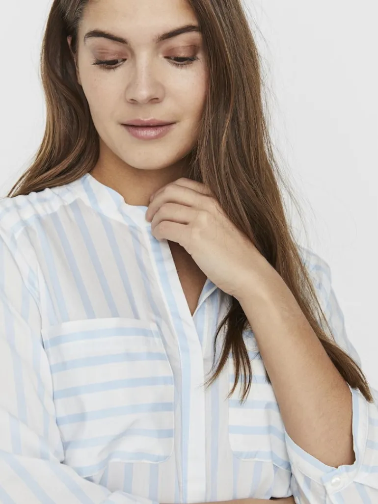 VMERIKA STRIPE 3/4 SHIRT TOP WVNE10 snow white2