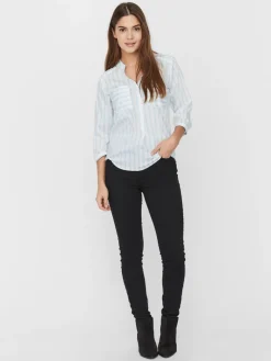 VMERIKA STRIPE 3/4 SHIRT TOP WVNE10 snow white2