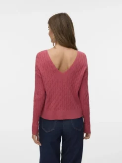 VMFANTASTIC LS V-BACK CABLE PULLOVER holly berry