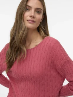 VMFANTASTIC LS V-BACK CABLE PULLOVER holly berry