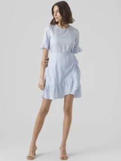 VMHENNA 2/4 O-NECK SHORT DRESS NOOS blue bell