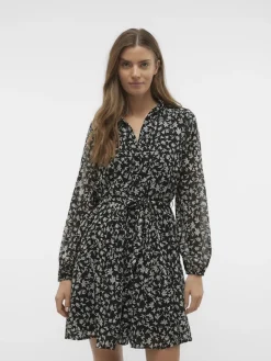 VMHOLLY LS VOLUME SHORT DRESS WVN GA black