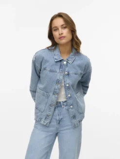 VMJAMIE LS DENIM SHACKET MIX GA NOOS light blue denim