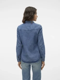 VMJENNIE LS DENIM SHIRT MIX GA NOOS medium blue denim