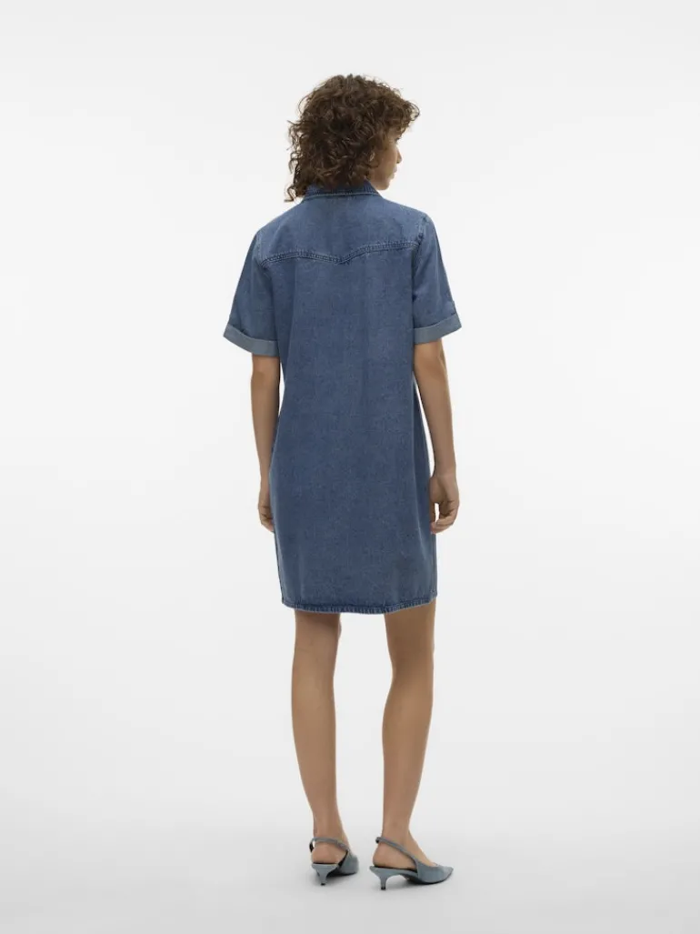 VMJENNIE SS SHORT DENIM DRESS GA NOOS medium blue denim