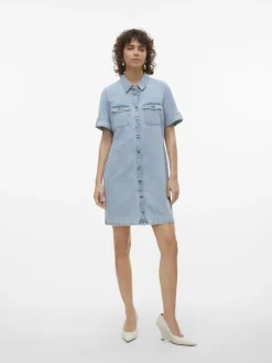 VMJENNIE SS SHORT DENIM DRESS GA NOOS light blue denim