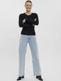VMKIKI LS O-NECK RIB BLOUSE GA NOOS black1