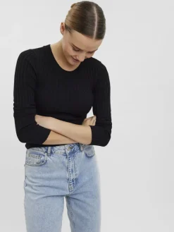 VMKIKI LS O-NECK RIB BLOUSE GA NOOS black1