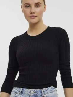 VMKIKI LS O-NECK RIB BLOUSE GA NOOS black1