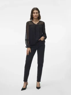 VMLEAH LS LACE TOP WVN GA NOOS black