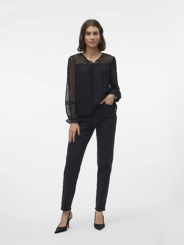 VMLEAH LS LACE TOP WVN GA NOOS black