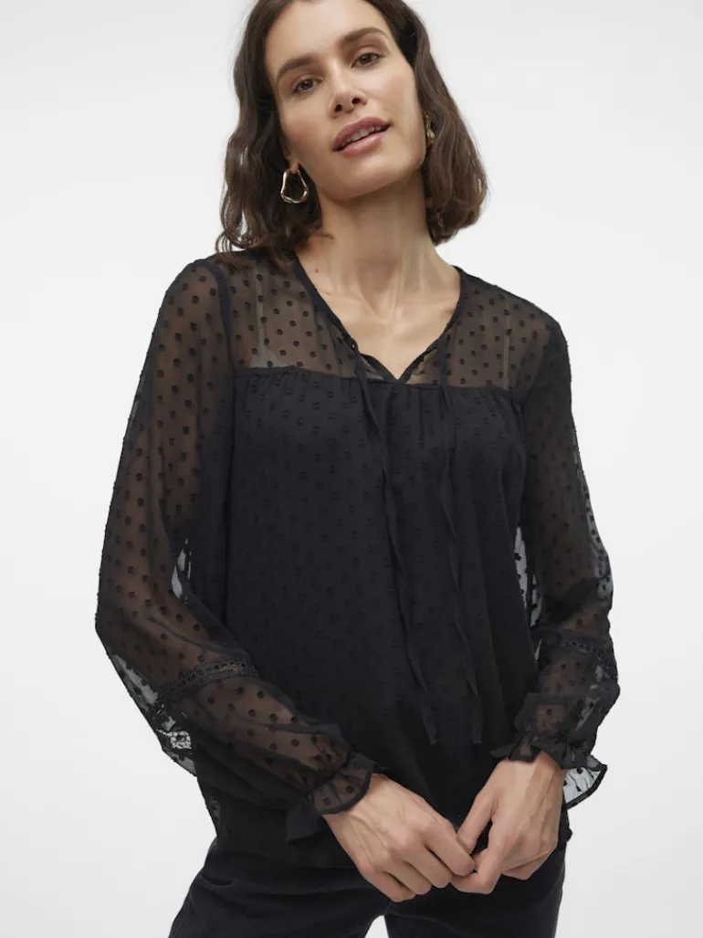 VMLEAH LS LACE TOP WVN GA NOOS black