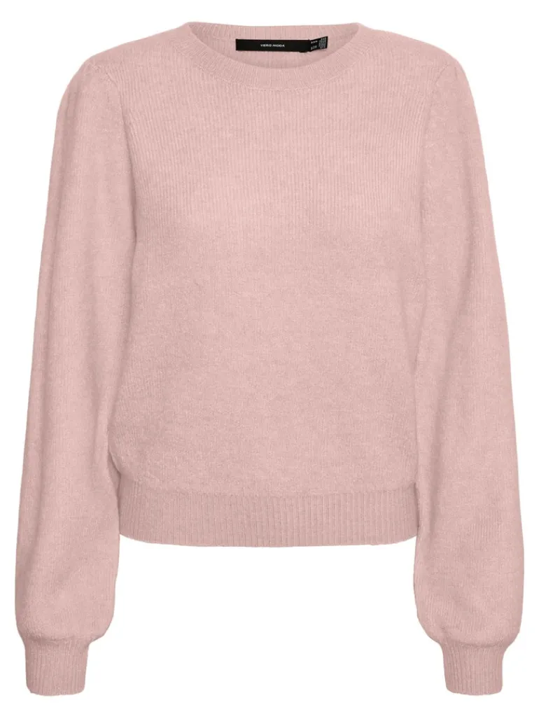 VMLEFILE LS O-NECK PUFF BLOUSE COLOR sepia rose