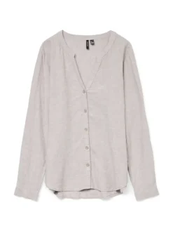 VMLINN LS V-NECK SHIRT WVN NOOS moon rock