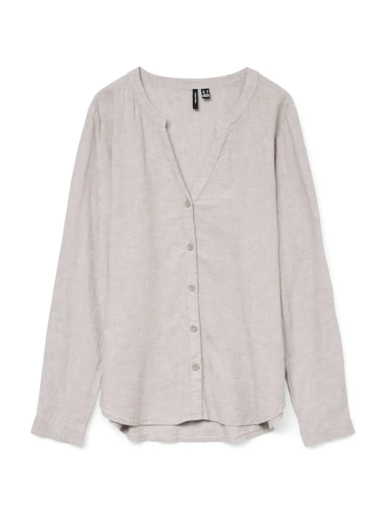 VMLINN LS V-NECK SHIRT WVN NOOS moon rock