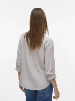 VMLINN LS V-NECK SHIRT WVN NOOS moon rock