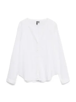 VMLINN LS V-NECK SHIRT WVN NOOS snow white