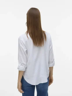 VMLINN LS V-NECK SHIRT WVN NOOS snow white