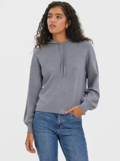 VMNANCY LS HOOD BLOUSE GA medium grey melange