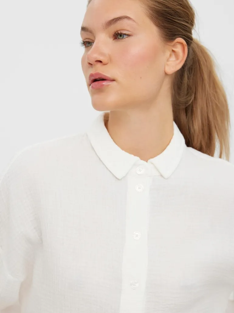 VMNATALI 3/4 CROP SHIRT WVN snow white
