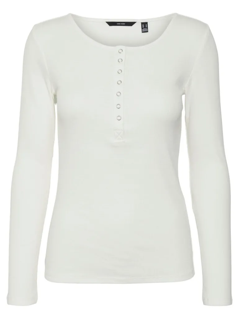 VMNATASHA LS PLACKET TOP NOOS snow white