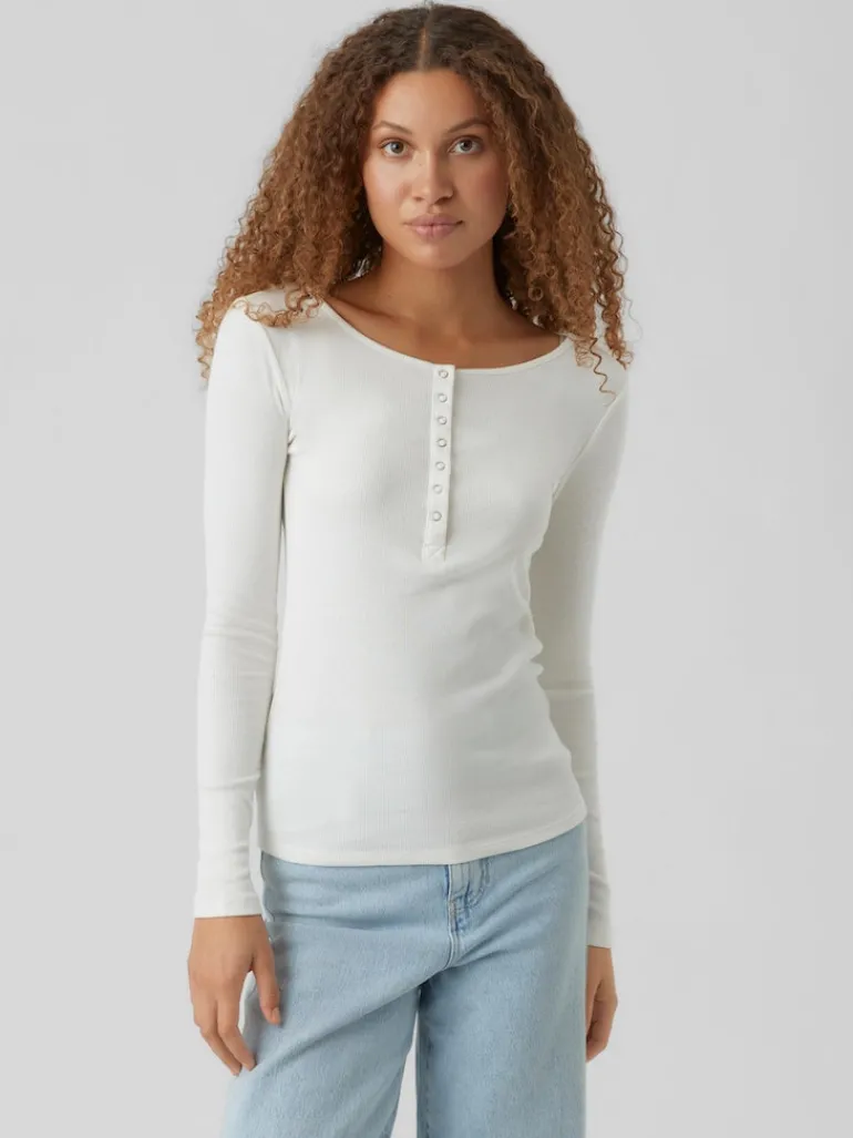 VMNATASHA LS PLACKET TOP NOOS snow white