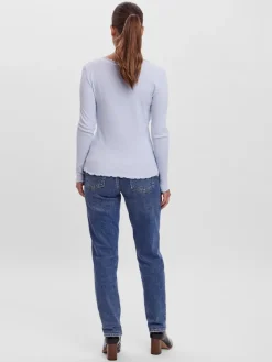 VMNEWAVA L/S O-NECK BABY LOCK TOP EXP cashmere blue