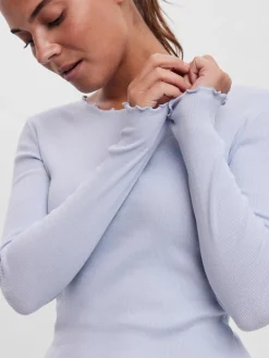 VMNEWAVA L/S O-NECK BABY LOCK TOP EXP cashmere blue