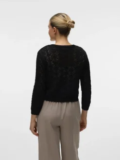 VMNEWVERENA 3/4 V-NECK CARDIGAN BOO black