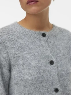 VMNOVAH LS O-NECK BUTTON CARDI GA NOOS medium grey melange