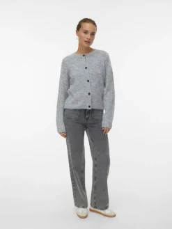 VMNOVAH LS O-NECK BUTTON CARDI GA NOOS medium grey melange