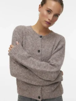 VMNOVAH LS O-NECK BUTTON CARDI GA NOOS brown lentil