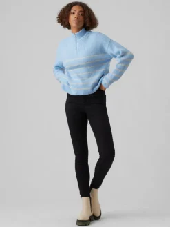 VMOLINA LS HIGHNECK ZIPPER BLOUSE NOOS blue bell