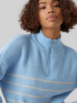 VMOLINA LS HIGHNECK ZIPPER BLOUSE NOOS blue bell