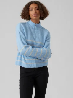 VMOLINA LS HIGHNECK ZIPPER BLOUSE NOOS blue bell