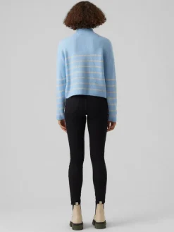 VMOLINA LS HIGHNECK ZIPPER BLOUSE NOOS blue bell